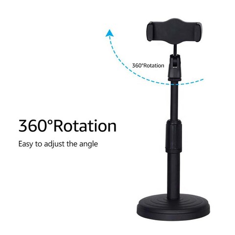 Generic Desktop Portable Stable Round Base Cell Phone Stand Holder, Black