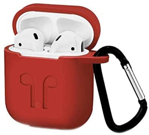 Airpods Case Protective Silicone Cover With Carabiner For Apple Airpods Accessories Red