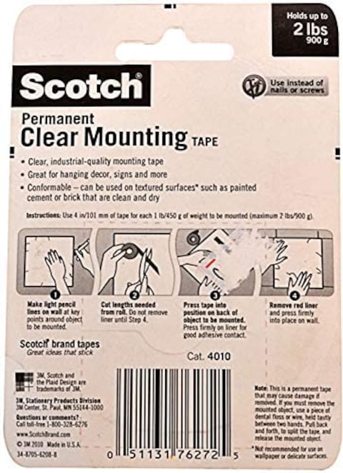 Generic 3M Scotch Clear Mounting Tape 1 X 60 Inchs