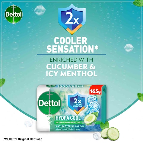 Dettol Hydra Cool Antibacterial Bar Soap 165g