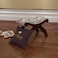 Teak Wood Stool/Foot Rest in Fabric Walnut Finish