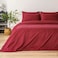 Luna Home Premium King Size 6 Pieces Bedding Set Without Filler, Solid Berry Red Color, Satin Stripe Design