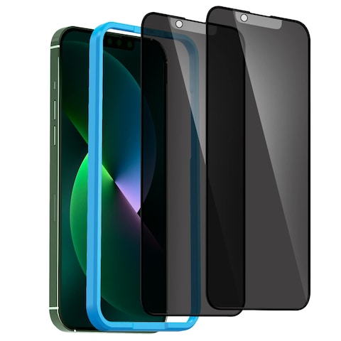 Remson Tempered Glass Screen Protector Privacy HD 9H Hardness Anti-Spy Anti-Fingerprint with Easy Installation Frame Compatible for iPhone 13 Mini (5.4 Inch) 2 Pack