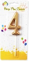 Party Time Gold Number 4 Birthday Candle Kids Adult Birthday Cake Decoration - Number Candle For Anniversary, Valentines Birthday Candle Cake Topper