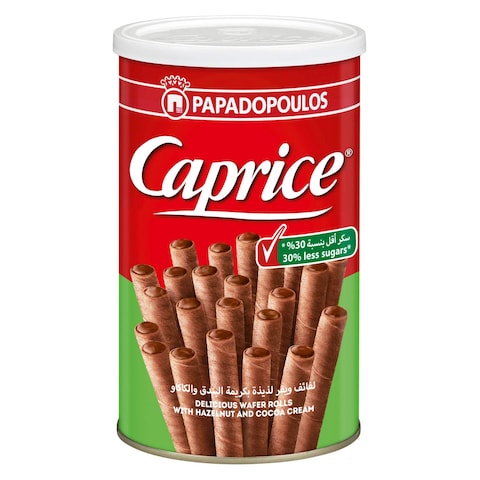 Papadopoulos 30% Less Sugars Delicious Wafer Rolls with Hazelnut and Cocoa Cream 115g