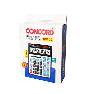 CONCORD CC2JC آلة حاسبة ثقيلة مكونة من 12 رقمًا، طاقة شمسية وبطارية