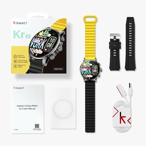 Kieslect Kr2 Smart Calling Watch with dual core, triple speed - Black
