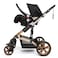 Teknum 3In1 Pram Stroller   Sleeping Bassinet   Extra Wide Seat   Wide Canopy   360&deg; Rotating Wheels   Fully Reclinable   Car Seat Compatible   Coffee Holder    NB- 3 Years   Khaki + Infant Car Seat