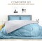 Hotel Linen Klub Reversible Down Alternative Comforter Set, Ultra Soft Brushed Stripe Microfiber Fabric, 200GSM Soft Fibersheet Filling, Size: Single 160 x 200cm, Aqua &amp; Light Grey