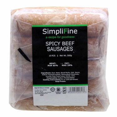 Simplifine Spicy Beef Sausages 500G