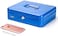 Rubik Large Cash Box Steel Register With Tray And Lock Durable Portable Money Box Safe For Bills Jewelry Receipts Coins (25x20x9cm) Blue