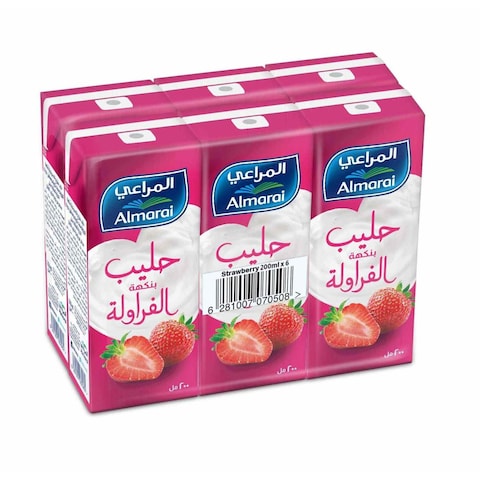 Almarai UHT Strawberry Flavoured Milk 200ml Pack of 6