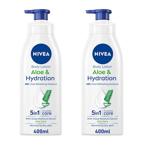 NIVEA Body Lotion Moisturizer Soothing Aloe Vera Hydration 400ml Pack of 2