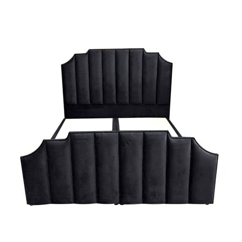 In House Taj Velvet Bed Frame - King - 200x200 cm - Black