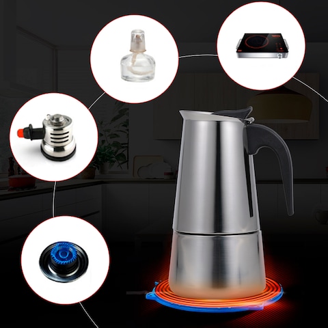 Decdeal - 300mL Stainless Steel Espresso Stove Percolator Espresso Maker Pot Stove Top Coffee Maker Italian Espresso Coffee Maker Pot Moka Pot