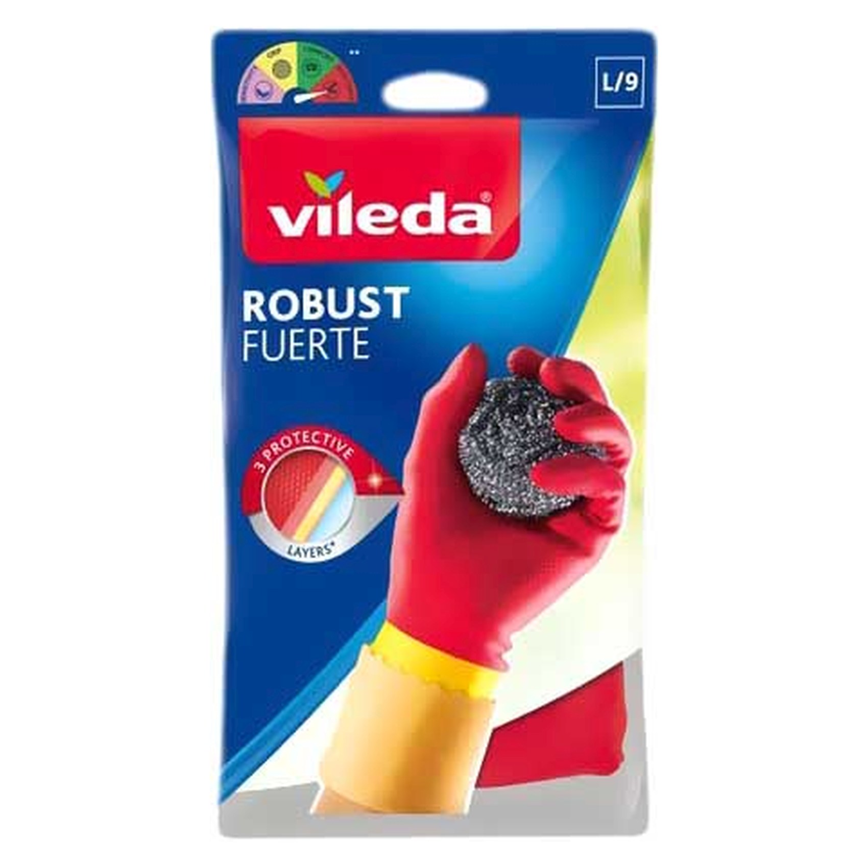 Vileda Robust Strong Gloves L Red