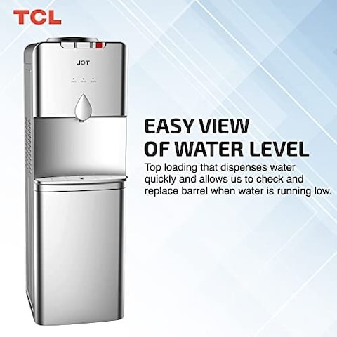 TCL Water Dispenser, Top Loading, Hot, Cold &amp; Normal Water Temperature, Best For Home, Kitchen, Office &amp; Pantry, Silver, M