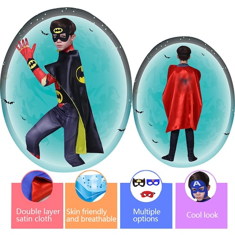 Uaejj Halloween Costume For Kids, Boys Halloween Dress Up, Kids Superhero Capes Set, Superhero Cosplay Custome For Boys Girls Party Supplies Christmas Halloween Gifts (M(70*90cm), M)