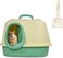 Cat Litter Box With Cat Litter Scoop, Large Indoor Cats Toilet , Easy Clean &amp; Deodorant Filter, Portable Cat Litter with Pedal Design (Green-Yellow)