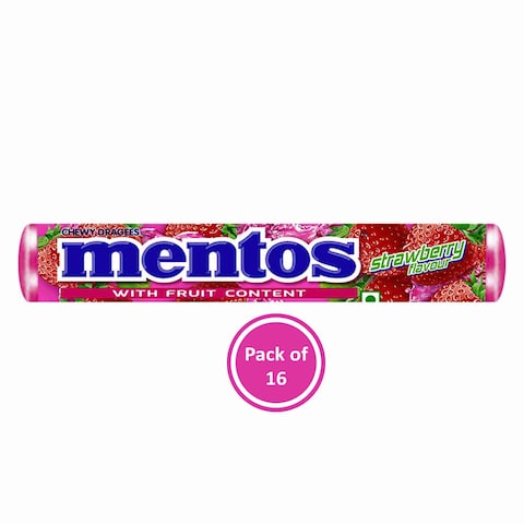 Mentos Gum Strawberry 75 Gram 16 Pieces