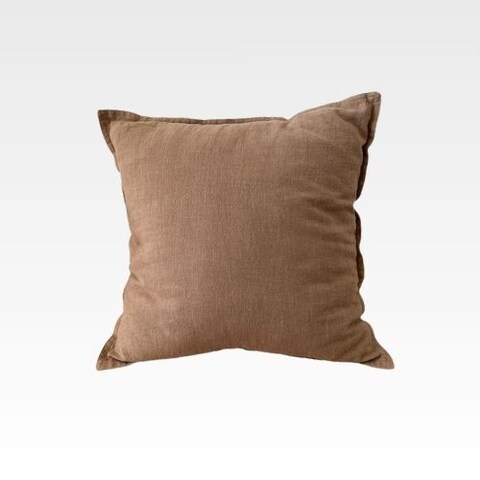 Luna Home 1 Piece 50*50cm Size, 100% Linen Cushion Cover, Solid Amber Brown