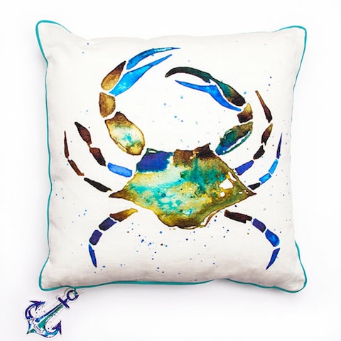 Anemoss Green Crab Patterned Throw Pillow