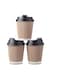 YESOCEA [50 Set] 8 oz. Kraft Disposable Coffee Cups With Lids - Triple Wall Ripple Brown Hot Paper Cups for Tea, Drinks To-Go