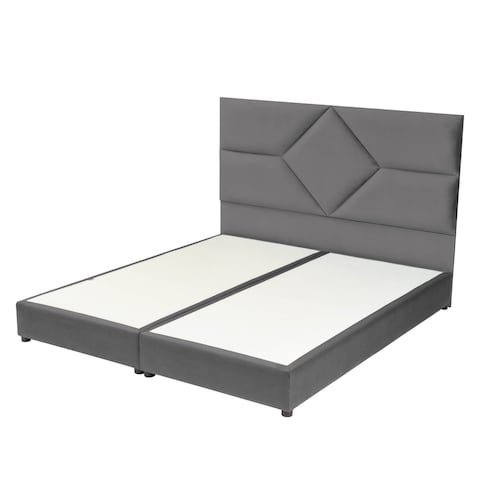 إن هاوس قرطبة هيكل سرير منجد بالمخمل - نفر ونص - 200×160 سم - رمادي