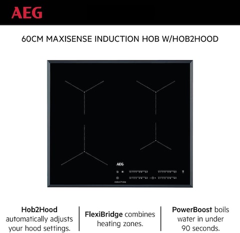 AEG IKE64441&nbsp;X B Integrated With&nbsp;Plate, Built-In, With Induction Plate, Glass And Ceramic, 1400&nbsp;W, Rectangular, Black