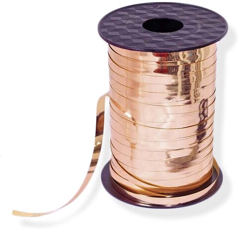 Party Time Rose Gold Shiny Crimped Curling Ribbon Balloon Ribbon Spool 500 Yards Metallic Ribbon for Balloons or Gift Wrapping - Party Supplies