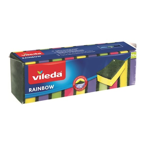 Vileda Rainbow Dishwashing Foam Sponge Scourer 10 PCS