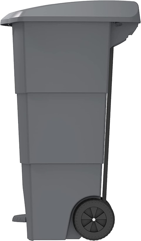 Cosmoplast 100L Step-On Waste Bin With Pedal &amp; Wheels, Dark Grey