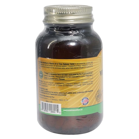 Sunshine Nutrition Vitamin B12 Time Release 1000mcg Dietary Supplement 100 Tablets