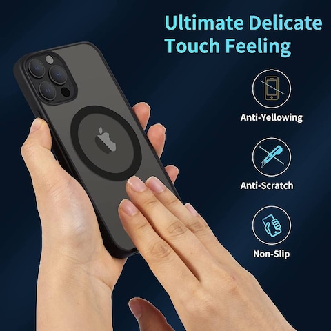 Protective Shockproof Anti-Yellow, Scratch-Resistant MagSafe Case Cover For iPhone 14 Pro Max Black
