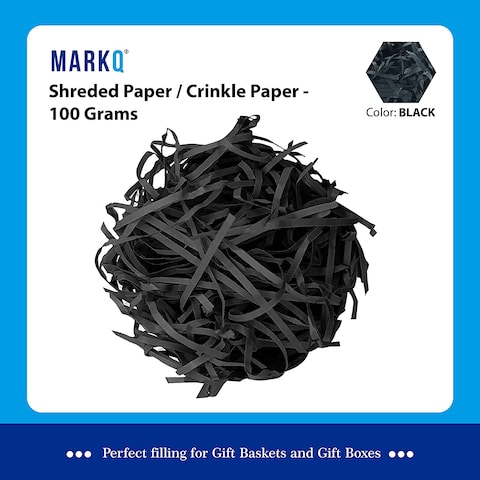 Markq Crinkle Cut Shredded Paper Filler for Gift Wrapping Hamper/Basket Filling, Packing Supplies (Black)