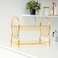 Royalford 2-Layer Goldy Dish Rack, Attached PP Drain Board, RF10150 - Strong, Gold Finish, Iron Construction, Holds 17 Plates, Cutlery Holder, Glass/Cup Holder, Compact Design
