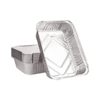 Buy Aluminium Rectangle Containers 1900ml With Lids Heavy Duty Aluminum Containers with Board Lids for Baking Reusable Takeaway Containers, Cooking, Roasting, 10 Pieces in UAE