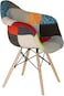 GDF Modern Dining/Coffee Arm Chair Plastic Shell With Fabric &amp; Wooden Legs Multi Color Model-JEAMS4
