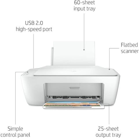 HP Deskjet 2320 All-In-One Printer, USB Plug And Print, Scan, And Copy, White