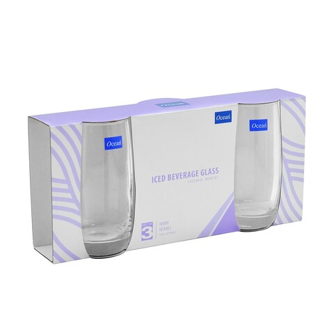 OCEAN IVORY HI BALL GLASS 370ML,CLEAR,B1301303, 3 PC SET