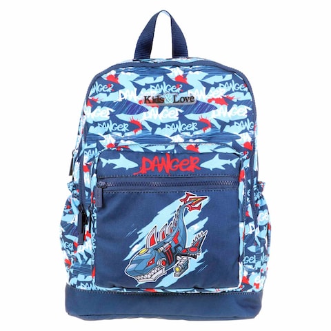 Kaukko Kids and Love Sweet Shark Printed Backpack Bag