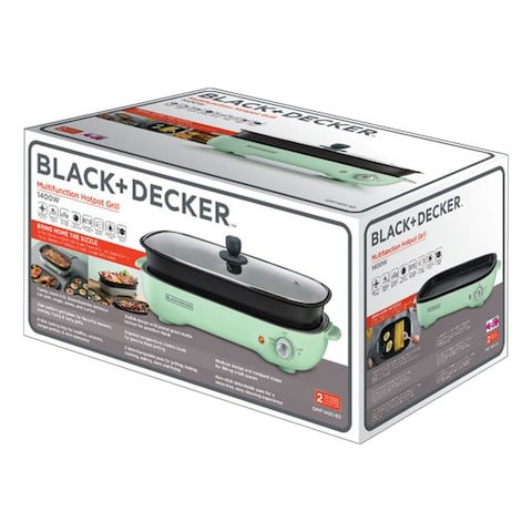 Black &amp; Decker Multifunction Hotpot Electric Grill GMF1400-B5 Green and Black 1400W