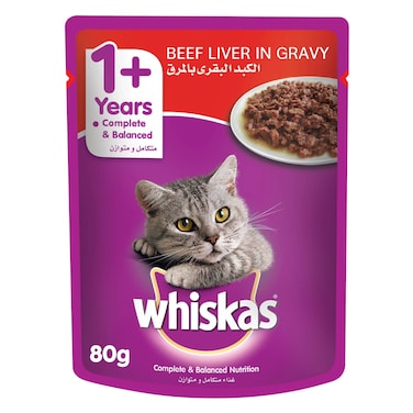 Whiskas Beef Liver in Gravy, Wet Cat Food, 80g