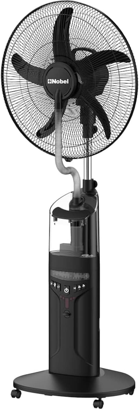 Nobel 16&quot; Fan Blade Rechargable Mist Standing Fan, Wide Oscillation With 4 Stack Bright LED 60 Hours Battery Life (Low Light), 30 Hours Battery Life (High Light) NF888MRC Black