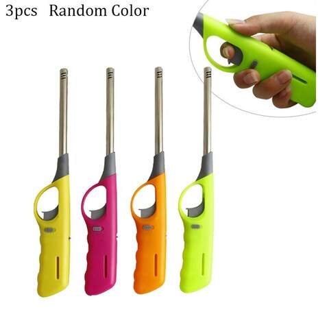 Lavish 3 Pcs Kitchen Multicolor Gas Lighter For Camping BBQ Barbecue Flame Up