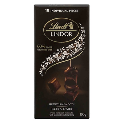 Lindt Lindor Swiss 60% Cocoa Extra Dark Chocolate 100g