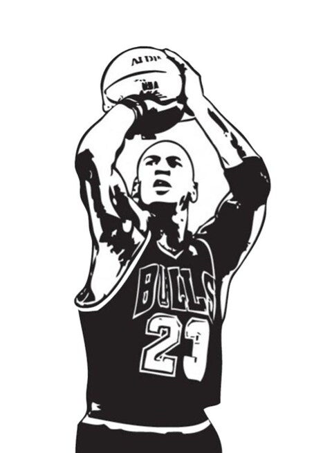 Spoil Your Wall Waterproof Basketball Design Decorative Wall Sticker Black 60x90cm