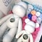 DIY CREATE YOUR OWN UNIQUE ACRYLIC FLUID POURING PAINT BEAR (9 inch - 23 cm) COMPLETE SET, colors: White, Light-Blue, Rose-Red. Arts and Crafts, Customize Handmade Creative Birthday Gift