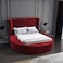 In House Lotus Velvet Bed Frame - King - 200x200 cm - Burgundy