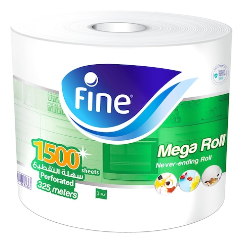 Fine Kitchen Tissue Roll 1500 Sheets X 1 Ply Of 325Meters Mega Roll